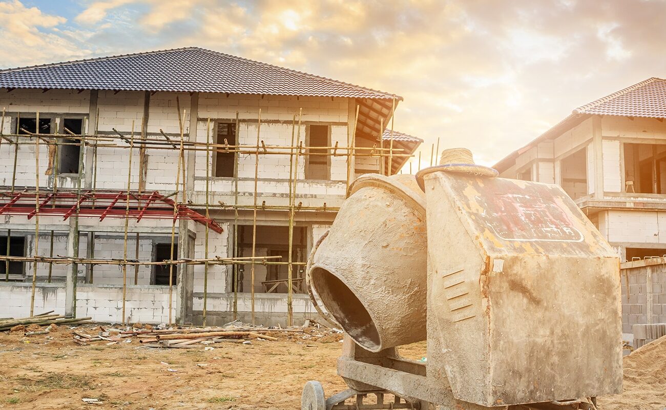 house under construction with autoclaved aerated concrete block