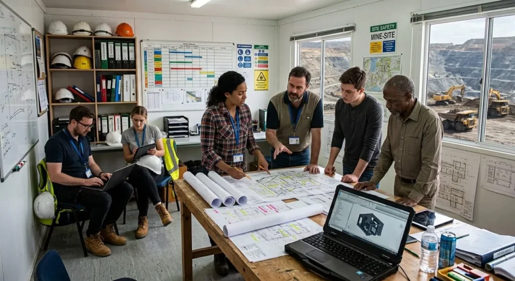 Engineers-in-a-site-office-on-a-mine